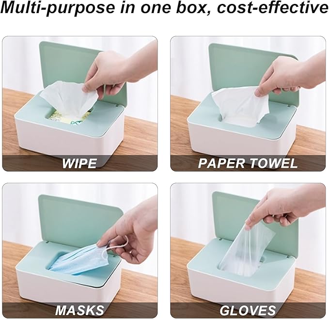 QBXMY7 1 Pcs Diaper Wipes Dispenser, Refillable Wipe Container, Wipe Container with Sealing Design Lid, Keep Wipes Fresh,Wet Wipes Cases (Green)