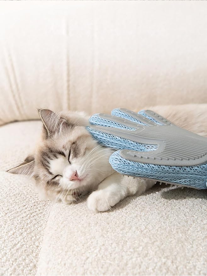 2 in 1 Pet Grooming Gloves for Dogs & Cats, Pet Fur Remover Glove, Grooming Brush for Shedding, Massage, Hair Remover Mitt, Fur Cleaner for Couch, Clothes,Carpet -1 Piece