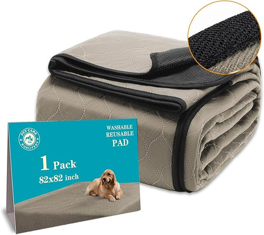 Washable Pee Pads for Dogs 82" x 82", Extra Large Reusable Puppy Pads, Dog Training Pads with Quick Dry, Anti-Slip Dog Pee Pads, Whelping Pads, Puppy Pad, 1 Pack, Brown