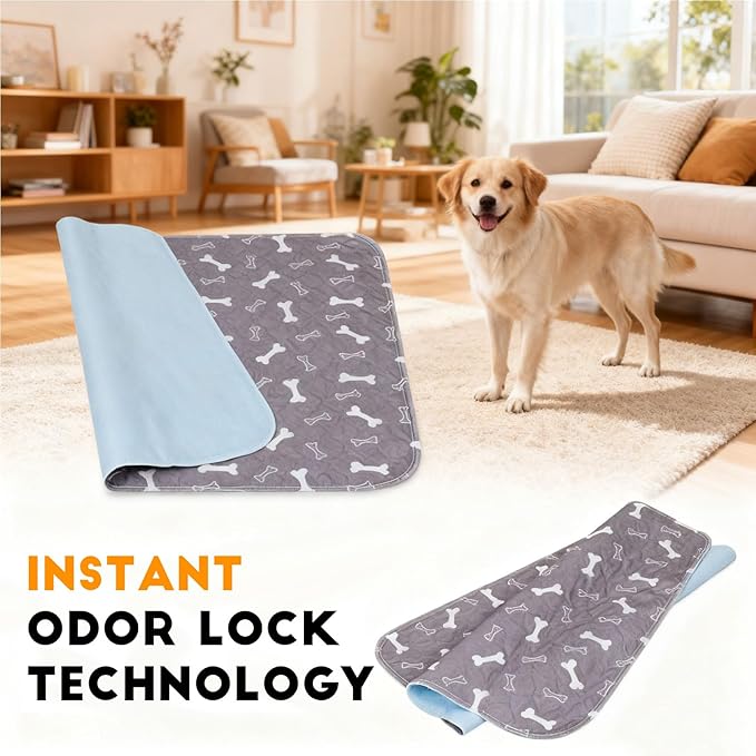 2PC Puppy Pads with Pheromones, Washable Puppy Pee Pads for Dogs Reusable Puppy Pads for Dogs and Cats - Leak & Odor Proof, Non-Slip Base Training Pads for Home & Travel(with Pet Hair Removal Gloves)