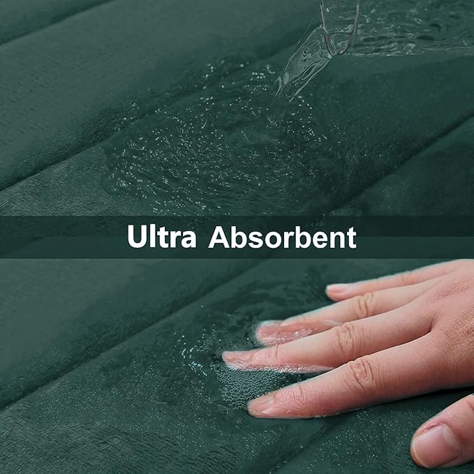 Buganda Memory Foam Bath Mat, 44" x 24", Ultra Soft and Non-Slip Bathroom Rugs, Water Absorbent and Machine Washable Bath Rug Runner for Bathroom, Shower, and Tub, Dark Green
