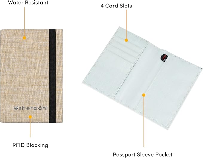 Sherpani Vienna, RFID Blocking Passport Holder, Travel Passport Cover Wallet, Travel Documents Organizer Protector for Women, Travel Gift (Straw Lite)