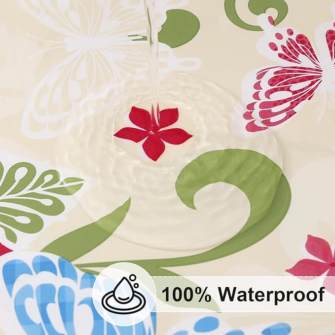 misaya Rectangle Vinyl Tablecloth, Fitted Table Cover, Waterproof, Elastic Edge, Plastic Table Cloth Fit 8 Foot Folding Tables for Picnic, Camping, Outdoor (Butterfly, 30x96 inch)