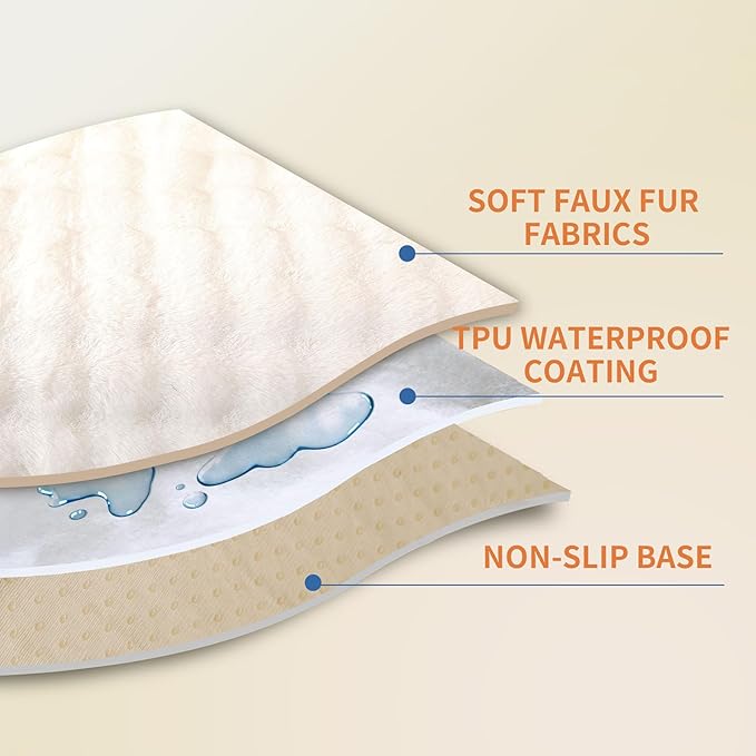 Non-Slip Couch Arm Covers,Thick Soft Recliner Arm Chair Covers Set of 2 Waterproof Armrest Covers for Sofa, Washable Faux Fur Sofa Arm Cover (Off White, 24" x 24" 2 Pack)