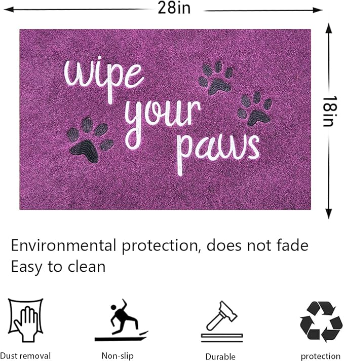 Welcome Door Mats for Home Entrance - Funny Doormats Wipe Your Paws - Non Slip Rubber Mat for Front Door Indoor