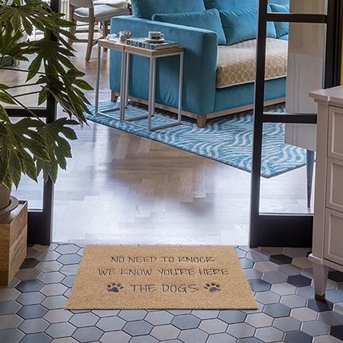 Large Welcome Mat for Front Door - Rubber Non-Slip Backing Funny Dog Doormat Indoor Outdoor for Entryway Porch 24x36