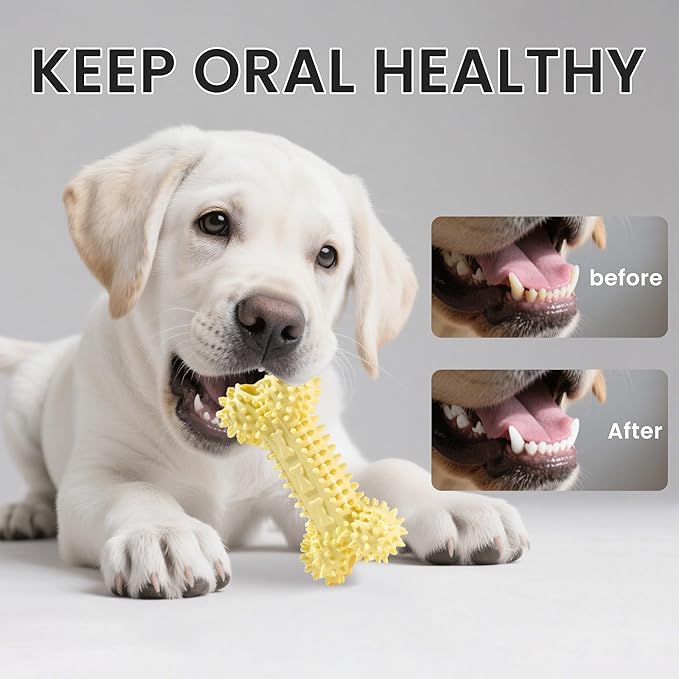 Puppy Toys, Puppy Teething Toys, 9 Pack Soft Durable Rubber Interactive Pink Puppy Chew Toys for Teething to Soothe Gums and Keep Busy, Cute Puppy Essentials (Yellow)