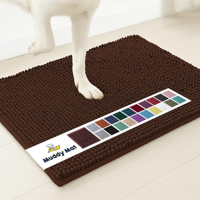 Muddy Mat® | Super Absorbent Door Mat Indoor, Microfiber Quick Dry Chenille Entryway Rug, Non-Slip Front Door Mat, Indoor Mats for Entryway, Machine Washable Pet Rug, Brown 35"x24"