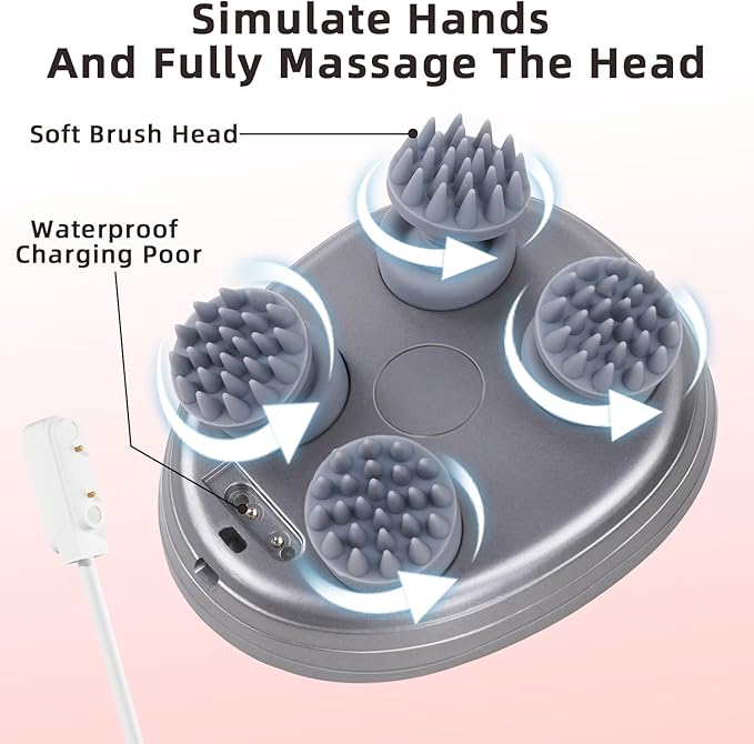 cotsoco Electric Pet Cat Massager for Cats and Dogs Care with 8 Massage Heads, Handheld Cordless Head Scratcher Scalp Massager for Hair Growth, Deep Clean and Stress Relax, Gifts for Women, Men,Pets