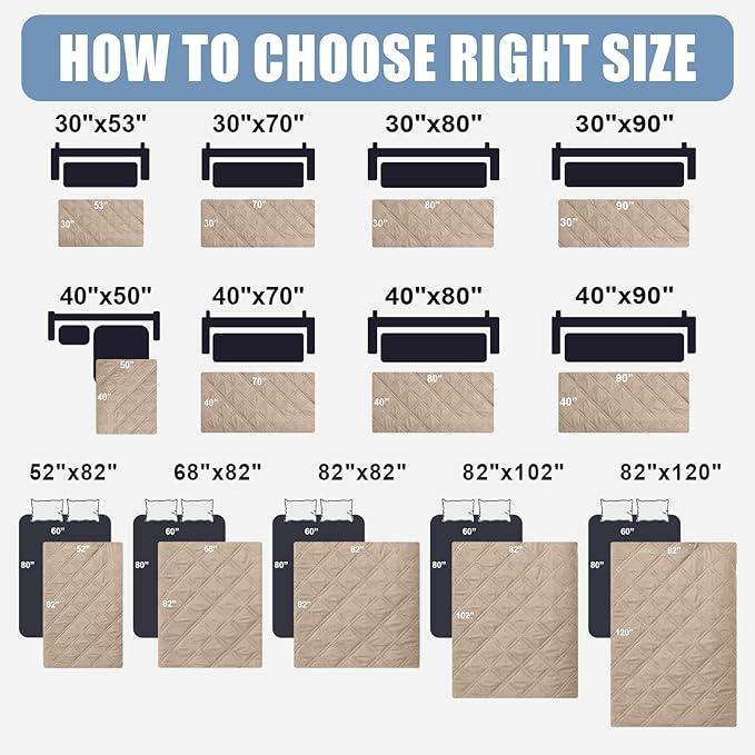 Smiry Waterproof Dog Bed Cover Pet Blanket, Soft Washable Dog Blanket for Furniture Bed Couch Sofa Reversible, Checkered (82"x120", Taupe/Beige)