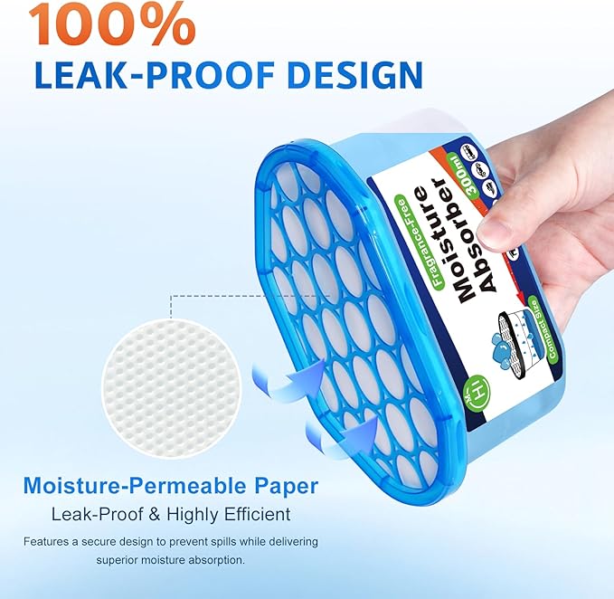 CHMI Moisture Absorbers 20 Pack， Attract and Trap Excess Moisture from Your Bathroom, Kitchen，Closet, Eliminate Musty Odors，Odor Eliminator with Fragrance Free, 6.4oz, 300ml.