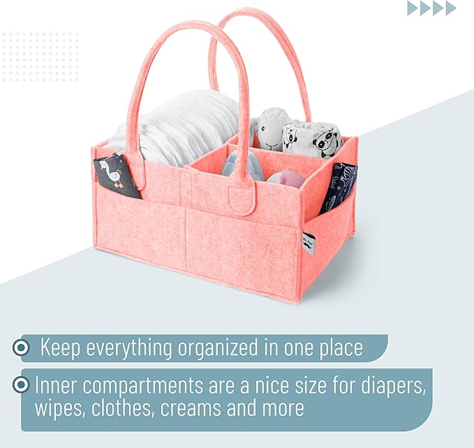 Mr. Pen- Baby Diaper Caddy Organizer, 2 Pack, Pink, Nursery Storage Bin and Car Organizer for Diapers and Baby Wipes
