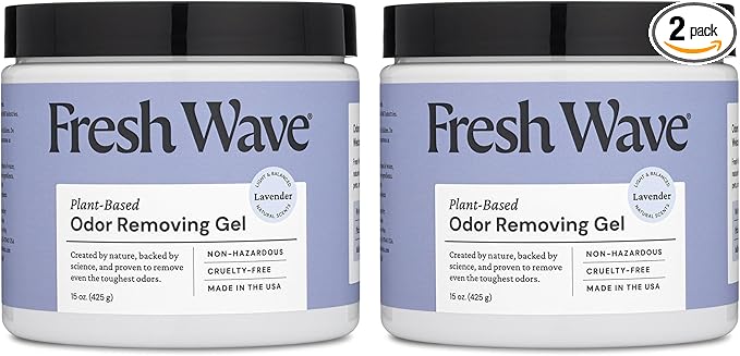 Fresh Wave Lavender Odor Removing Gel, 15 oz., Pack of 2 - Safer Odor Absorbers for Home, Natural Plant-Based Odor Eliminator, Every 15 oz. lasts 30-60 Days, For Cooking, Trash & Pets