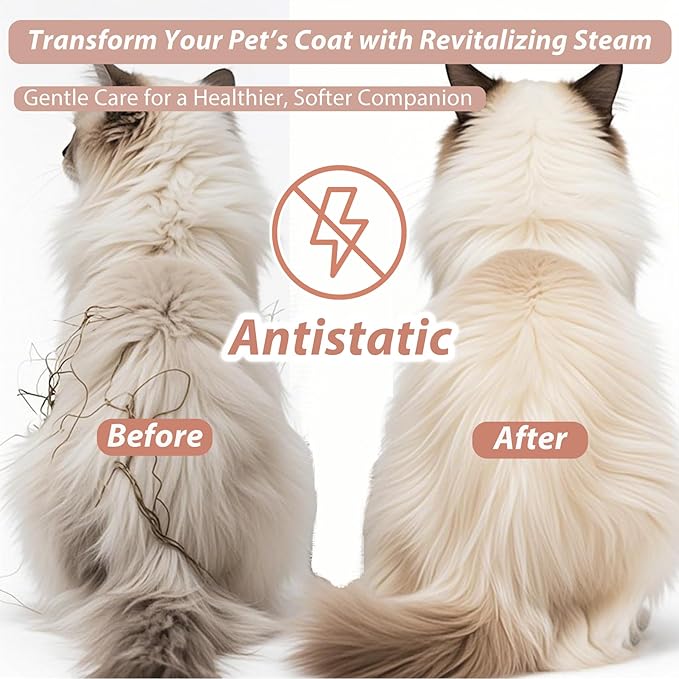 4 in 1 Cat Steam Brush for Shedding,Rechargeable Steam Brush for Cats and Dogs，Anti-Static, Massage, Cleaning, Shedding & Combing All In One for Grooming Multi-functional Pet Brushes