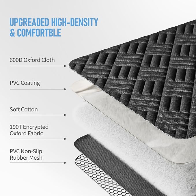 Dog Car Seat Cover for Back Seat, 61inch Waterproof Bench Car Seat Cover, Scratch-Resistant Pet Rear Seat Protector, Armrest & Split Seat Compatible, Fits Full-Size Truck/SUV, Easy to Clean-Black