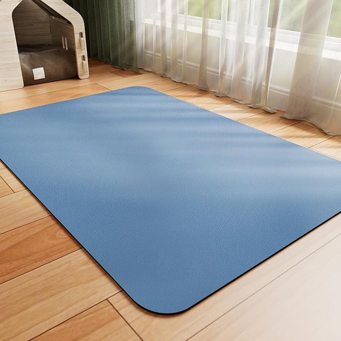 Dog Food Mat - Absorbent Cat Mat for Food and Water, No Stains Pet Feeding Bowl Mat, Easy to Clean Pet Placemats, Quick Dry Dog Water Dispenser Mat for Messy Drinkers | Blue 12"x 19"