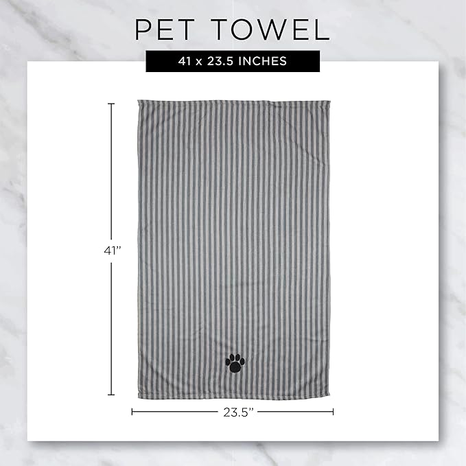 Bone Dry Pet Grooming Microfiber Towel, Embroidered Collection, X-Large,41x23.5, Lettuce Green (Pack of 2)