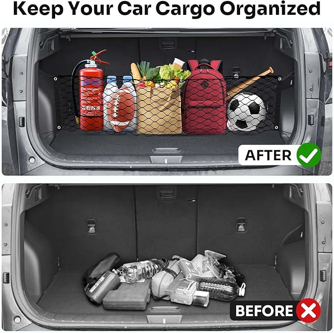 Trunk Cargo Net for 2022-2025 2026 Hyundai Tucson Accessories Envelope Style Mesh Trunk Net Organizer and Storage Stretchable Adjustable Elastic Nylon Rear Cargo Netting with Hooks