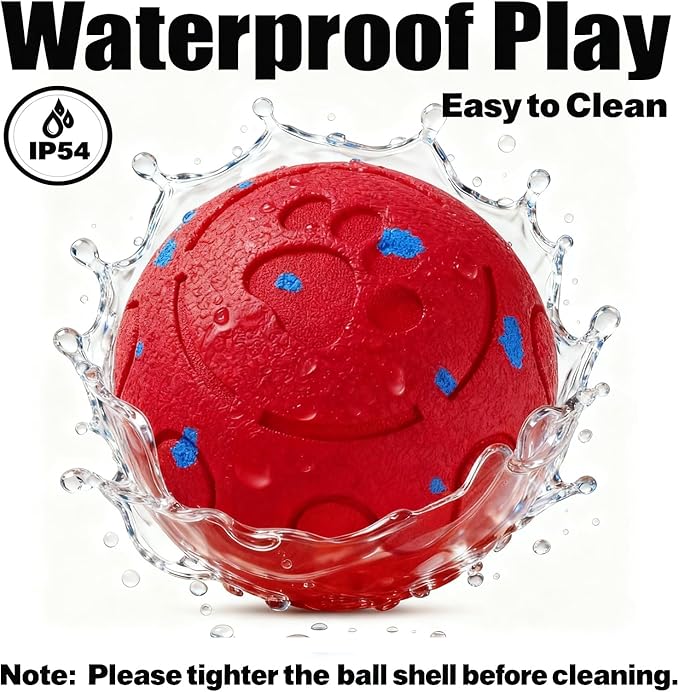Dog Balls: Interactive Dog Ball, Self-Moving Dog Toy with Auto-Rolling & Bouncing, E-TPU Material, IP54 Waterproof, Motion-Activated, for Small/Medium/Large Dogs (Red)