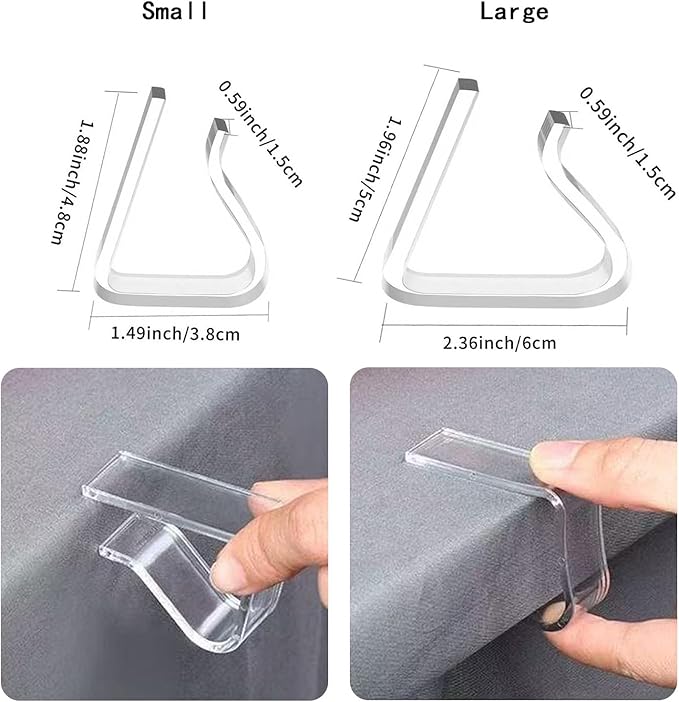 24 Pcs Clear Tablecloth Clips for Outdoor Table Cloth Clips for Keep Tablecloth from Sliding Transparent Plastic Cloth Clips for Camping Party Folding Thick Tables Wind Resistant Secure Table Cover S