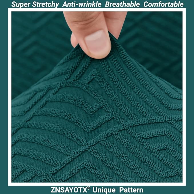 ZNSAYOTX Stretch Fit Futon Cover (67"-82") Armless Futon Sofa Bed Slipcover with Elastic Band, Universal Foldable Sofa Mattress Protector Full Queen Size, Washable Comfort Jacquard (Teal Green)
