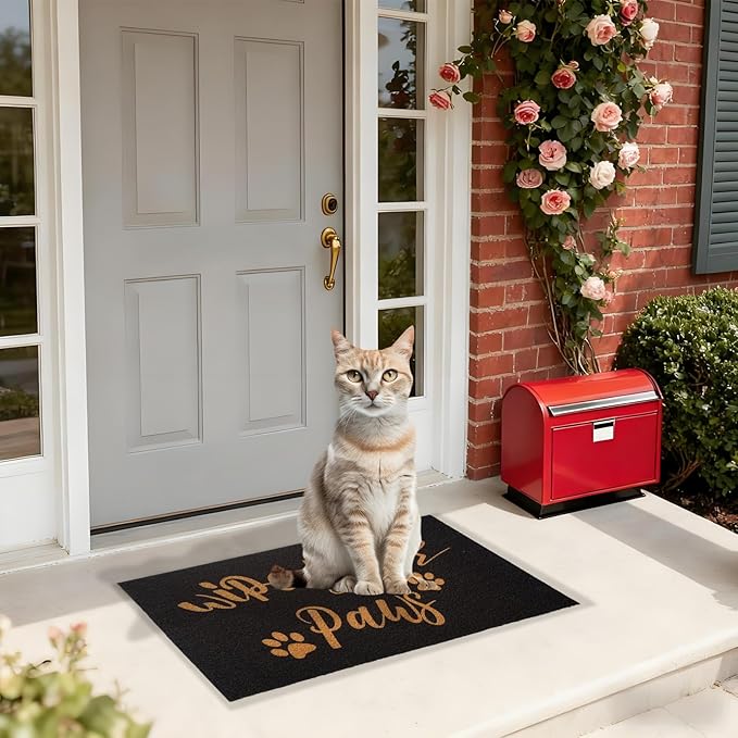 CHACHAHAER Wipe Your Paws Doormat Outdoor Welcome Mat, Funny Dog Paw Doormat, Suitable for Entry, Front Door, Indoor 30"(W) X 17"(L)