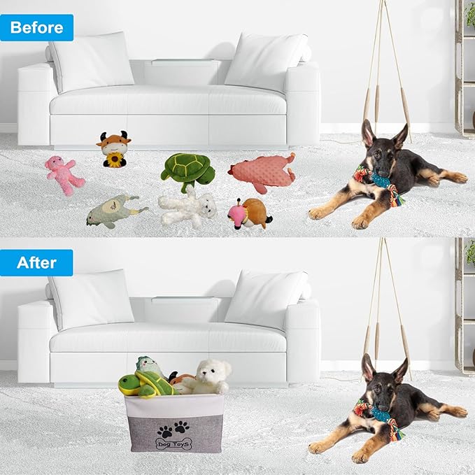 Large Collapsible Dog Toy Basket - Rectangle Bin for Pet Toys & Accessories