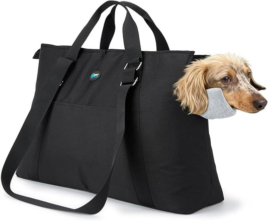 Ownpets Large Dog Purse Carrier, Carrier with Pockets for Medium Pets for Travel Vet Shopping, Fits 18-20 lbs, Cat and Dog Tote Bag, Women's Hands-Free Pet Carrier Bag, (Black)