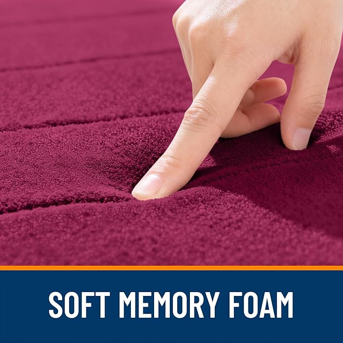 OLANLY Memory Foam Bath Mat 30x20, Super Soft Absorbent Bathroom Rugs, Quick Dry, Machine Washable Shower Floor Rugs, Bathmat Carpet, Bathroom Home Decor Accessories, Burgundy