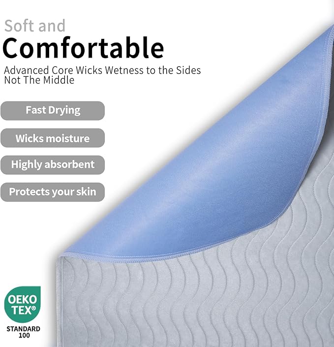 Accompagner Waterproof Reusable for Adults and Pets Washable Pee Pads for Dogs Changing Pad Large Dog Bed Size Adults Incontinence Bed Pads - Non-Slip Leak-Proof (Pearl Gray, 36"x36"(Pack of 4))
