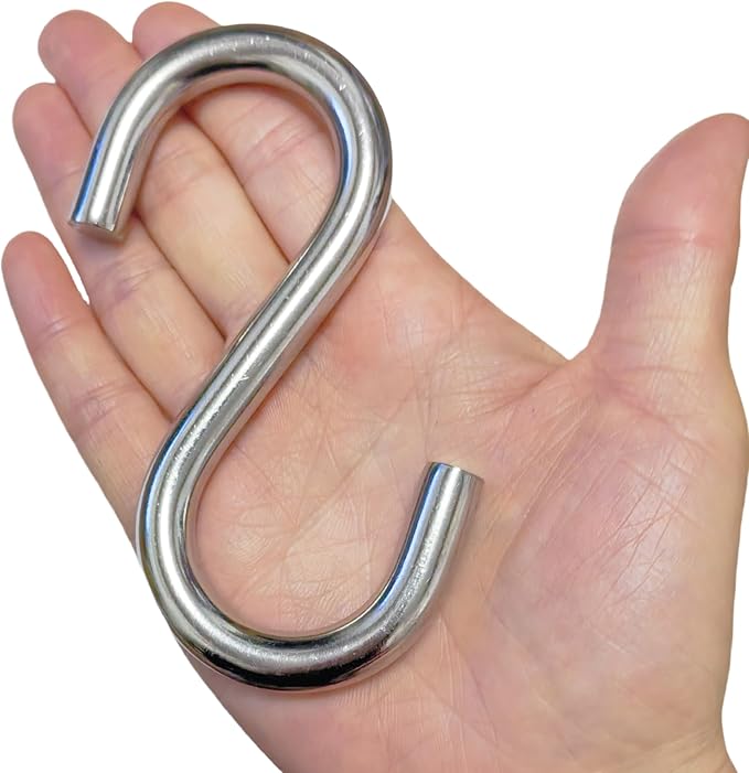 304 Stainless Steel S Hook, S Hook Metal Hanging Practical Hook Connecting Hook for Item Hanging (Dia:2/5in(10mm)-2PCS)
