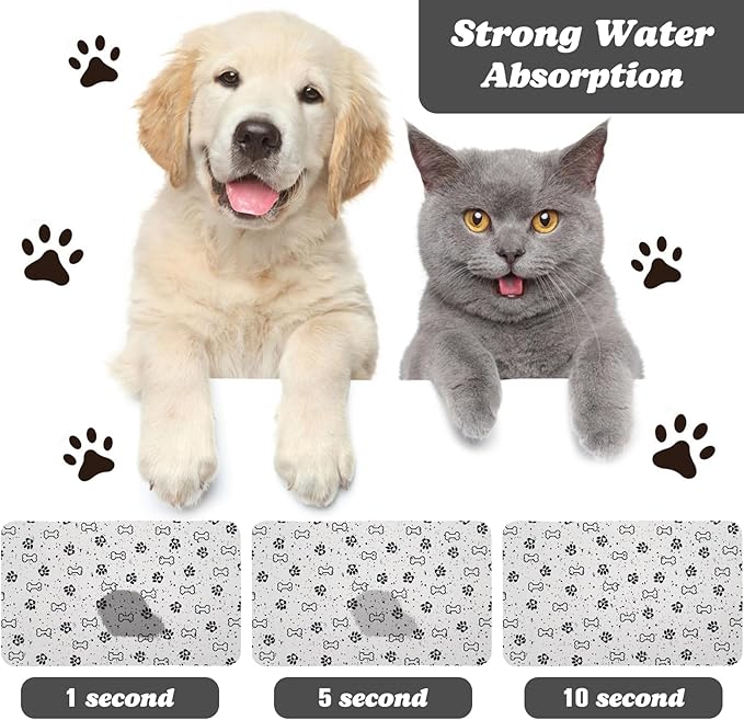 Dog Food Mats,Cat Absorbent Water Bowl Feeding Mats Pet Placemats for Food and Water Spot 12 * 20 inch