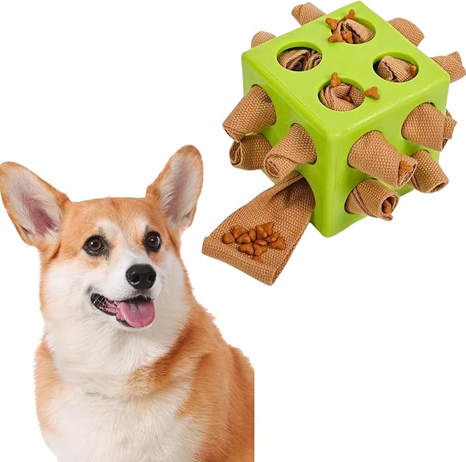 Fossa Dog Enrichment Puzzle Toy, Interactive Snuffle Ball for Dogs Encourage Stimulation Food Foraging Skill, Resistant Rope to Hide Treat for Aggressive Puppy, Small, Medium, Large Dog