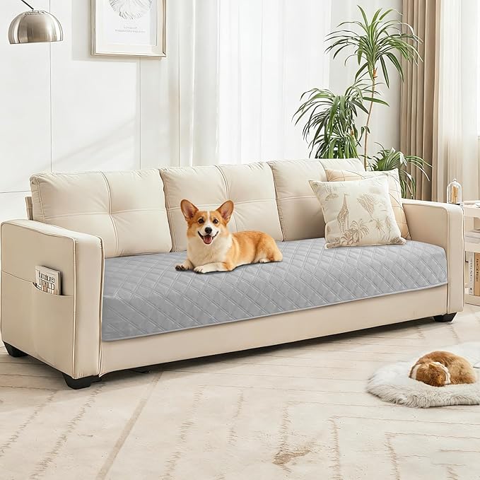 CYCMACO Waterproof Dog Blanket, Non-Slip Soft Pet Bed Cover, Couch Cover for Dogs Washable, Protects Sofa, Furniture, Crate, Car, Tear Resistant Leakproof Pet Blanket (30x70 Inch, Light Grey)