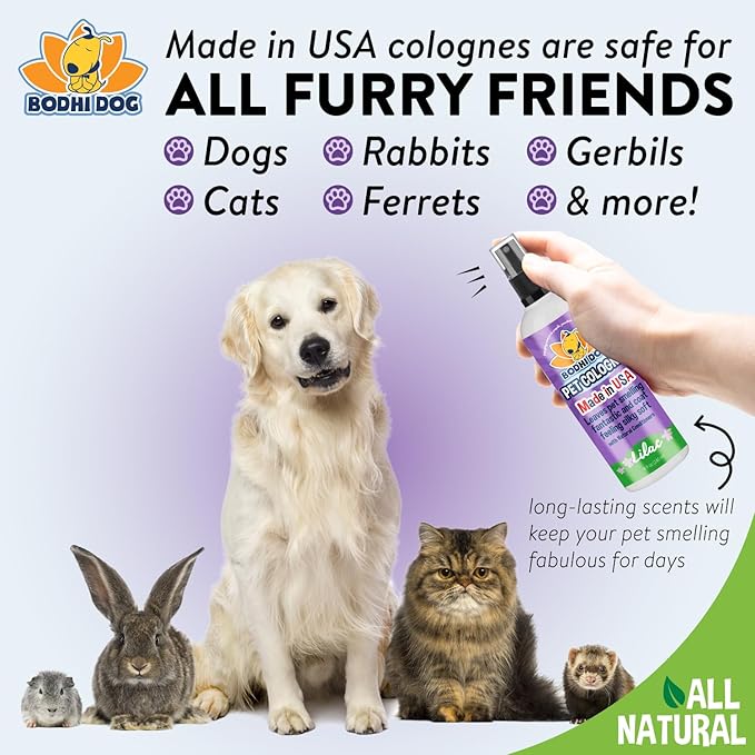Bodhi Dog Premium Dog Cologne - Deodorizing Dog Perfume & Conditioner for Dogs & Cats - Natural Long Lasting Spray - Keeps Pets Fresh All Day - Gentle & Safe Formula, Made in USA (Lilac 8 Fl Oz)