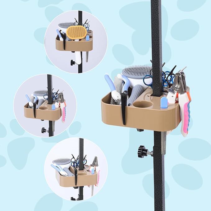 Huioqwe Pet Grooming Organizer For Scissors, Brushes And Tools - Rotatable Multi-Compartment Grooming Arm Stand