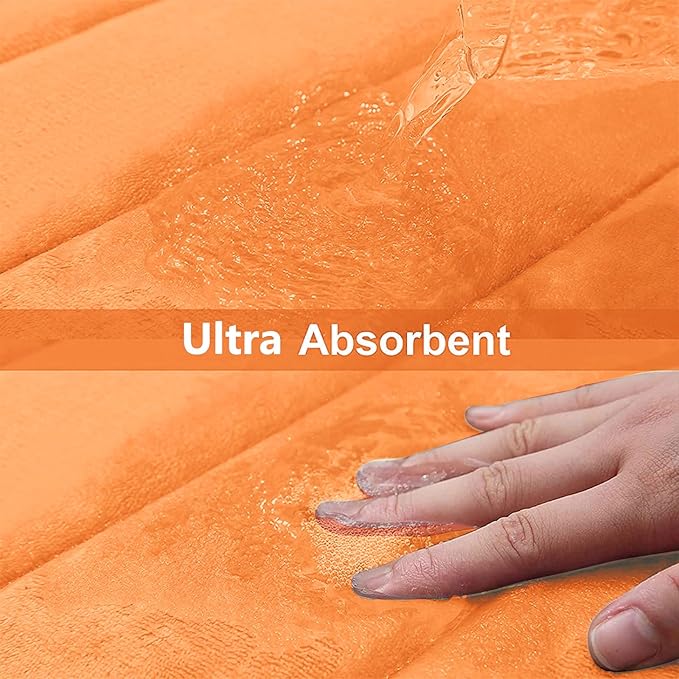 Buganda Memory Foam Bath Mat, 24" x 16", Ultra Soft and Non-Slip Bathroom Rugs, Water Absorbent and Machine Washable Bath Rug for Bathroom, Shower, and Tub, Orange