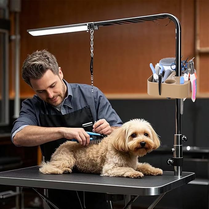 Easy to Install Pet Grooming Arm Organizer with Multi-Compartment Storage - Adjustable Tool and Accessory Holder