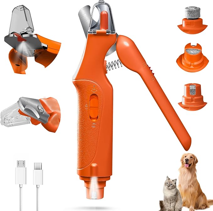 2-in-1 Cat Nail Clippers & Dog Nail Clippers Trimmers for Large Medium Small Dogs Cats Claw Trimmer Quick Sensor and Safety Guard USB Rechargeable with 2 LED Lights Dogs Nail Trimmer