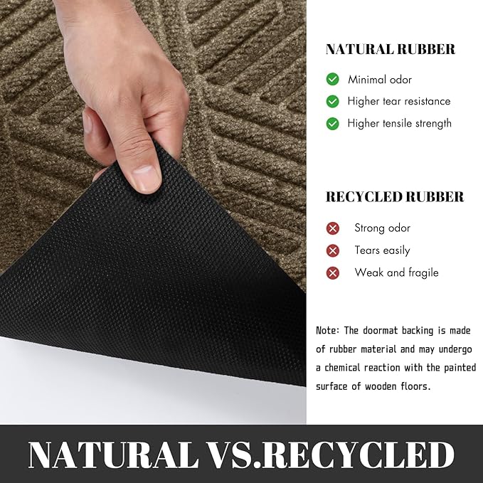 Yimobra Large Door Mat 36x24, All-Season Waterproof Outdoor Mats for Front Door Entrance with Drainage Holes, Heavy Duty Non-Slip Doormat for Garage Patio Entryway Indoor, Brown