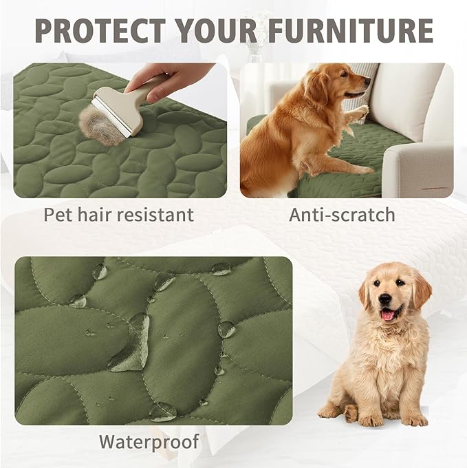 Ameritex Pet Bed Cover Dog Bed Blanket for Sofa and Furniture Waterproof New Pattern Design (68x82 Inch, Green)