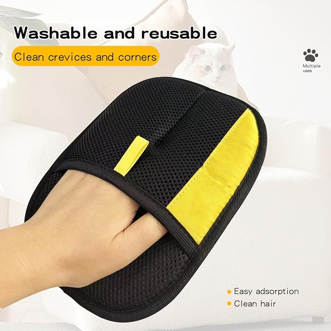 CAIBAO Electrostatic Pet Hair Removal Gloves: Quick Wiping - Reusable & Washable for Sofa Clothing Pet Beds Effortless Cats & Dogs Hair Remover for Busy Pet Owners (3pcs-Black)