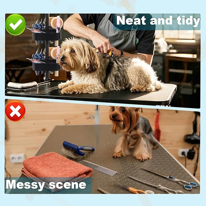 Huioqwe Dog Grooming Organizer – Adjustable Beauty Tools Organizer & Pet Grooming Storage Rack for Scissors, Brushes & Accessories