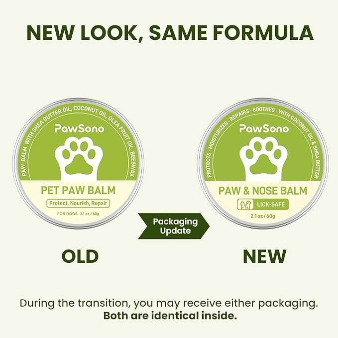 Lick-Safe Dog Paw & Nose Balm with Coconut Oil | Winter Road Salt & Cold Pavement Protector | All-Natural Moisturizer & Soother for Dry, Cracked Pads & Snout, Nose Butter for Bulldogs (60 g /2.1 oz)