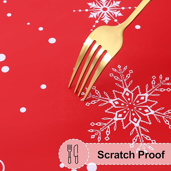 misaya Rectangle Vinyl Tablecloth, Fitted Table Cover, 100% Waterproof, Elastic Edge, Flannel Backing, Plastic Table Cloth Fit 6 Foot Folding Tables for Christmas Dinner (Bells, 30x72 inch)