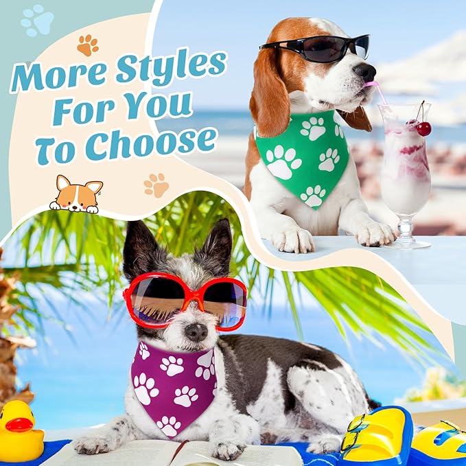 Sanwuta 60 Pcs Colorful Paw Print Dog Bandanas Bulk Rainbow Footprint Bandanas for Dogs Triangle Kerchief Bib Scarf for Pet Party Costume Photo Props Daily Accessories Pet Shops Grooming, 6 Colors