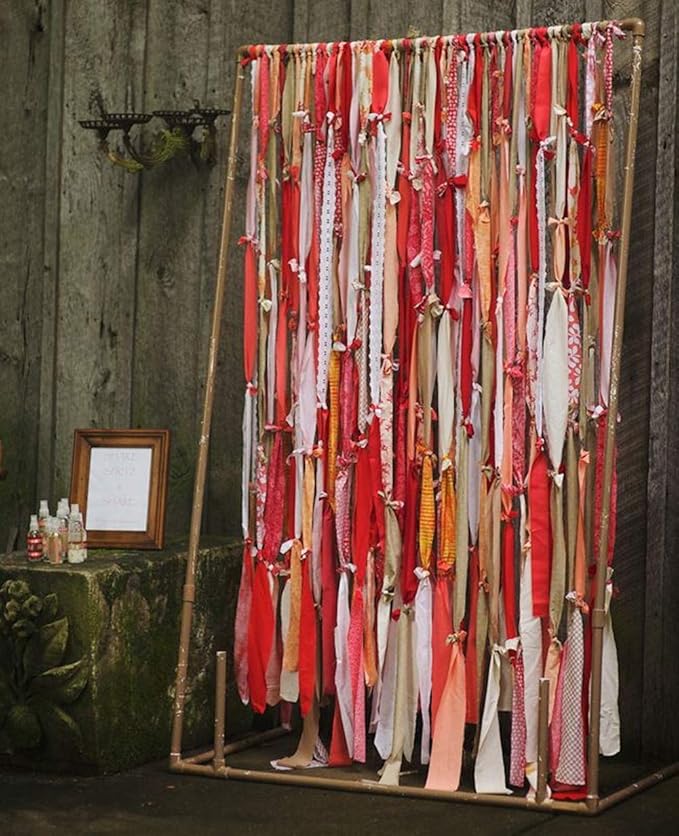 Handmade Party Garland Hanging Decorations Preassembled Colorful Ribbon Tassel Garland Fabric Shabby Chic Banner for Wedding Bachelorette Baby Shower Birthday 40 Inches(L) X 14 Inches(H)