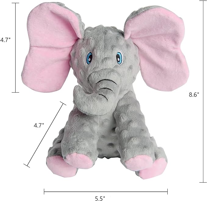 DODODOLA Dog Toys Puppy Toys Cute Squeaky Elephant Dog Toy with Crinkle Paper Stuffed Plush Animal to Keep Them Busy for Small Medium Large Dogs
