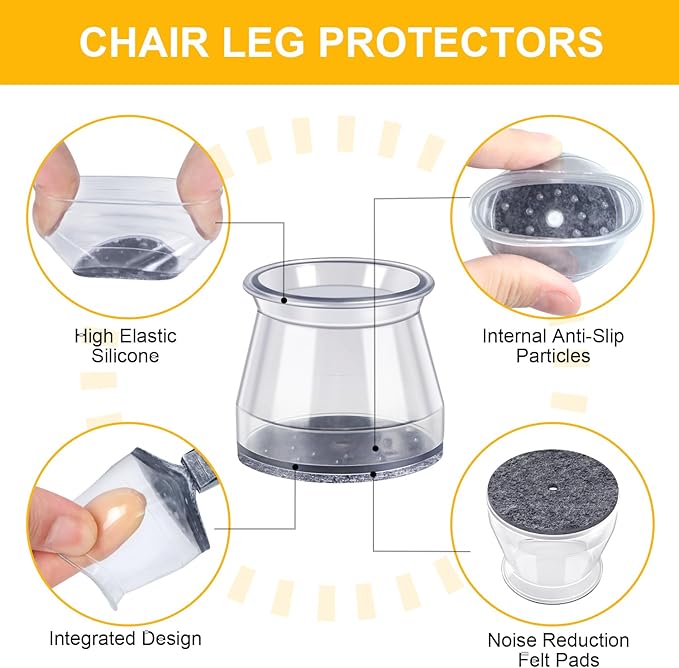 48 Pack Chair Leg Floor Protectors Small, Chair Feet Protectors for Hardwood Floors,Silicone Chair Leg Caps Covers Pads, Floors from Scratching and Reduce Noise(Fit:15/16" to 1-5/16")