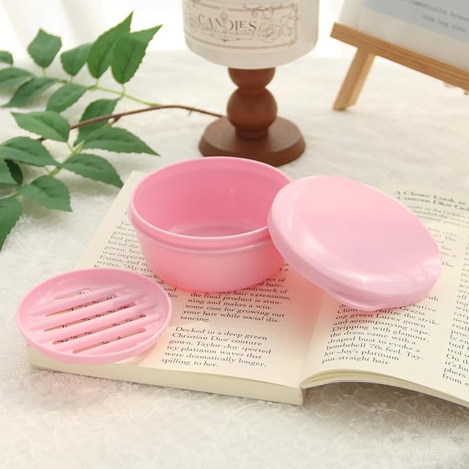 Round Travel Soap Case for Valentines Day - 4 Pack Bar Soap Holder, Travel Soap Container with Lid for Camp, Gym, Hiking - Keeps Toiletries Organized